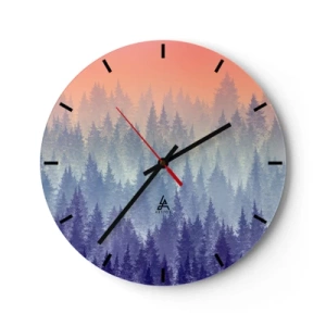 Reloj de pared - Reloj de vidrio - Bosque al amanecer en tonos pastel - 30x30cm - Alto, más alto, hasta el cielo - Decoración de pared moderna para salón, cocina y dormitorio ARTTOR