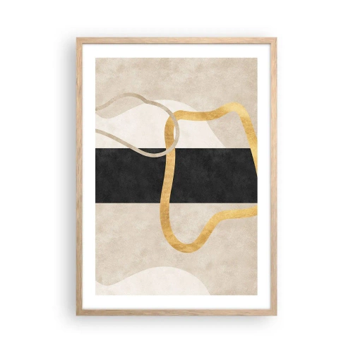 Póster en marco roble claro - Formas en bucle - 50x70 cm