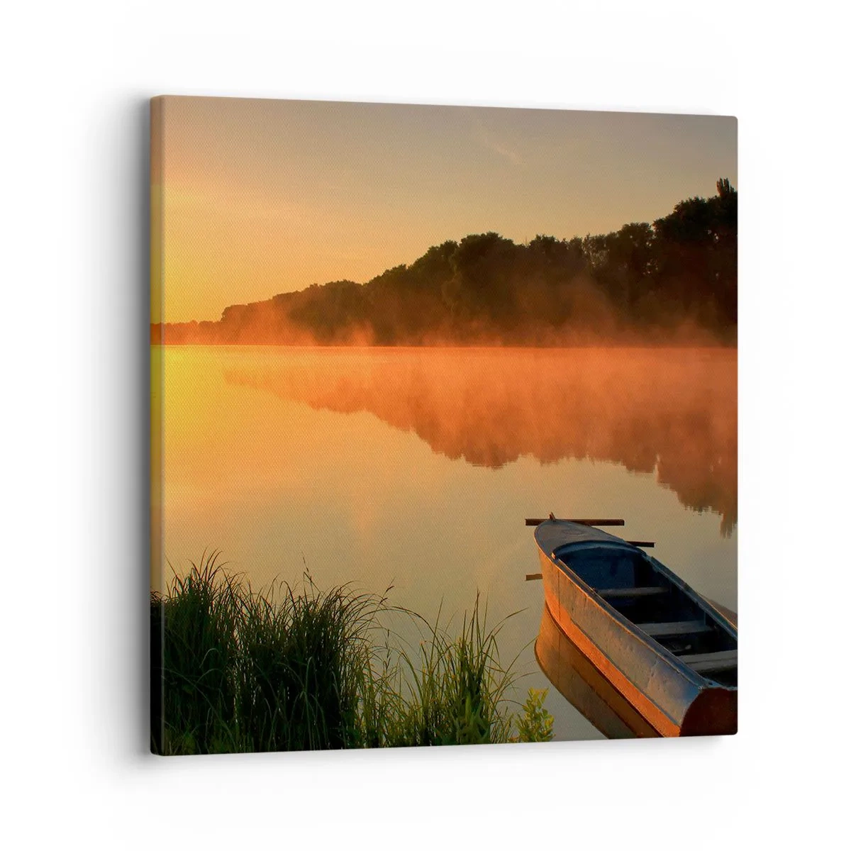 Cuadro sobre lienzo - Impresión de Imagen - Amanecer sobre el agua como la superficie de un espejo - 30x30 cm