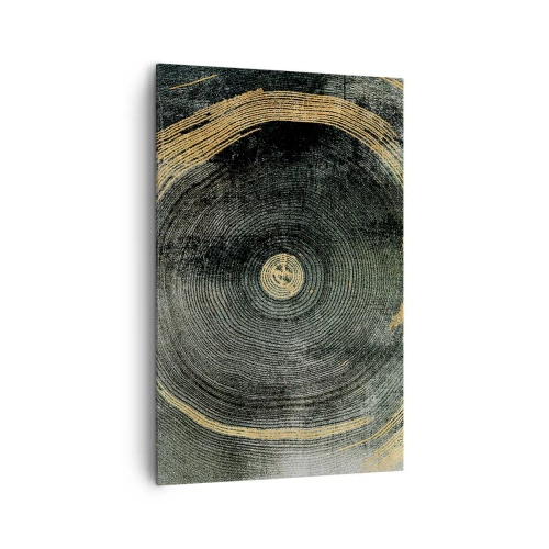 Cuadro sobre lienzo - Impresión de Imagen - Círculos concéntricos con acentos dorados. - 80x120cm - Cambio y perpetuidad - Decoración de pared moderna para salón y dormitorio ARTTOR