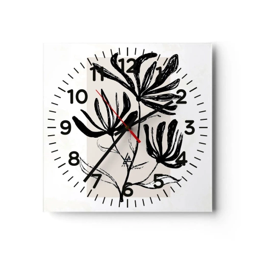 Reloj de pared - Reloj de vidrio - Esbozo para un herbario - 40x40 cm