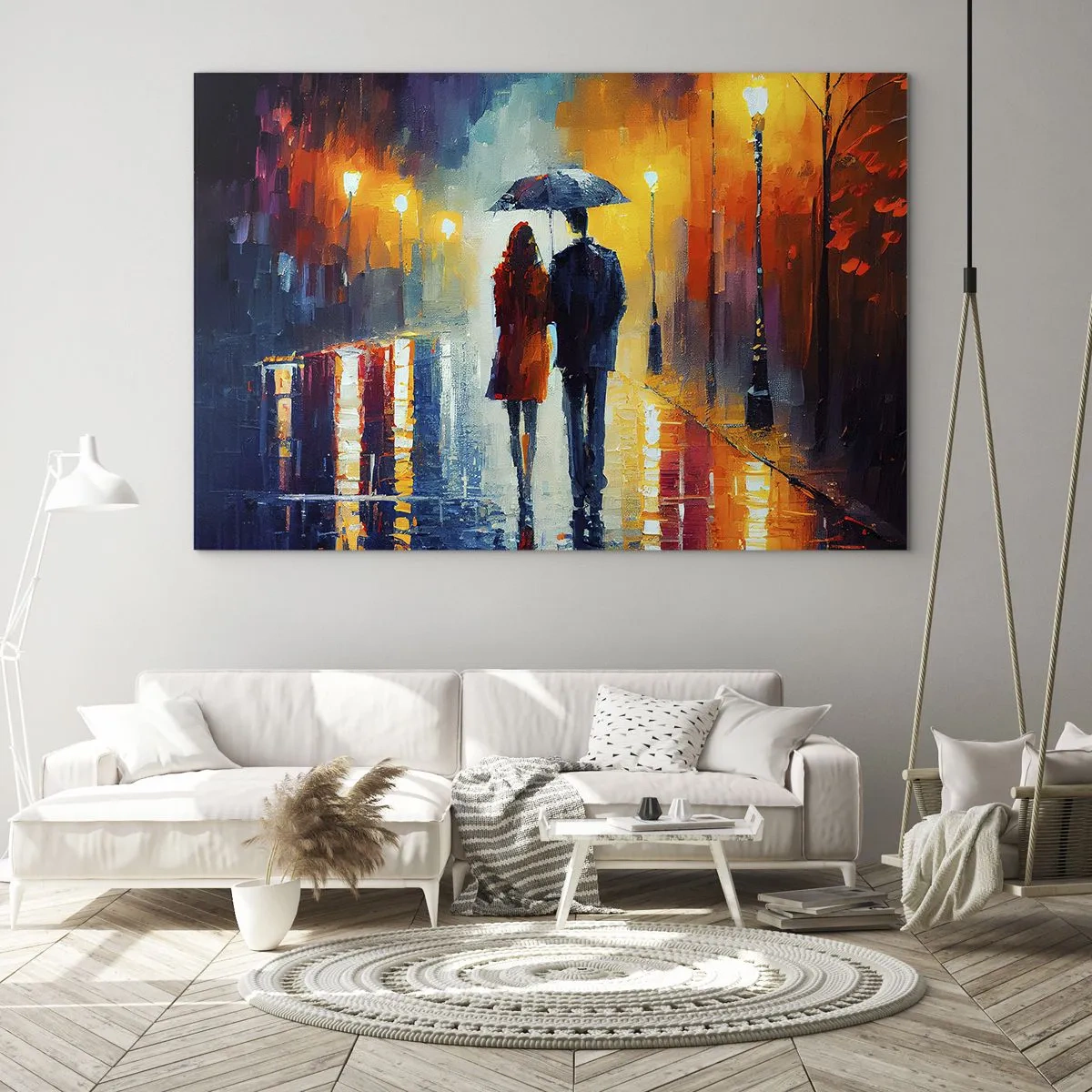 Cuadro sobre vidrio - Impresiones sobre Vidrio - Juntos en una noche llena de color - 70x50 cm