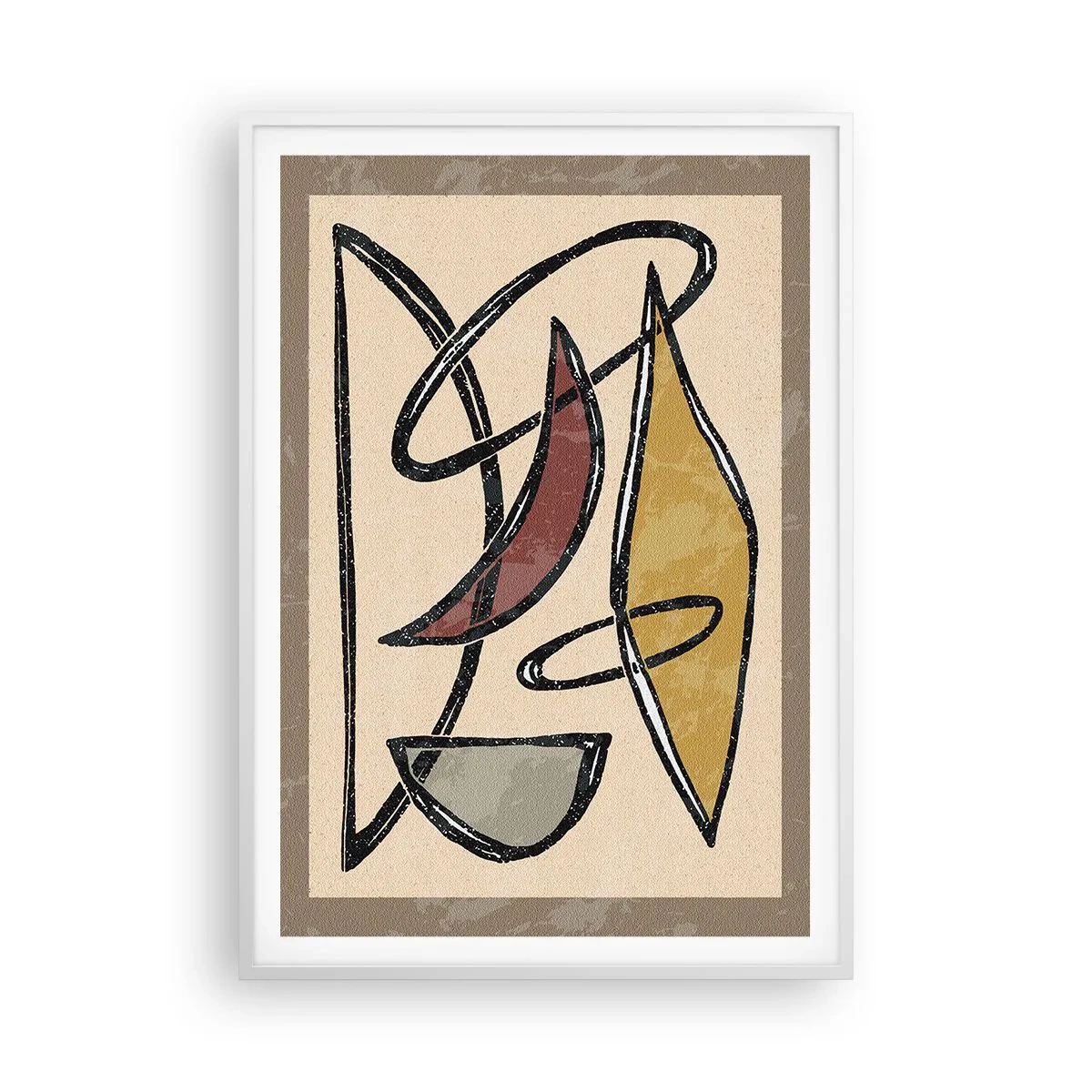 Póster en marco blanco - Composición: arcos y óvalos - 70x100 cm