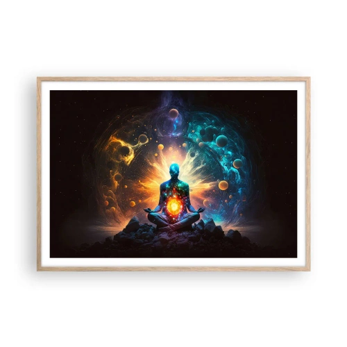 Póster en marco roble claro - Tranquilidad cósmica - 100x70 cm