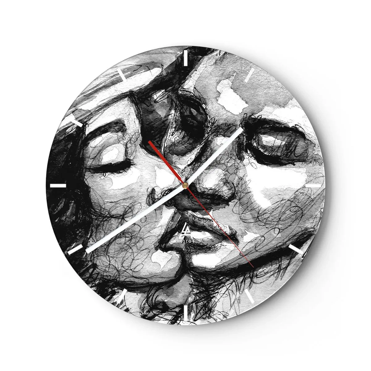 Reloj de pared - Reloj de vidrio - Un momento tierno - 30x30 cm
