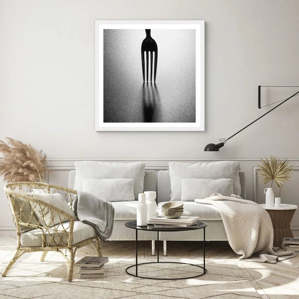 Póster en marco blanco - Luz y sombra - 40x40 cm