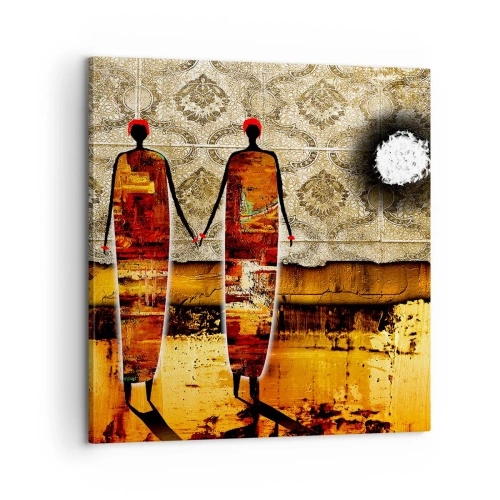 Cuadro sobre lienzo - Impresión de Imagen - Composición étnica en colores africanos - 60x60 cm