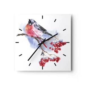 Reloj de pared - Reloj de vidrio - Invierno en color - 40x40 cm