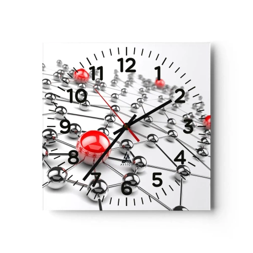 Reloj de pared - Reloj de vidrio - Una red plateada - 40x40 cm