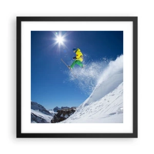 Póster en marco negro - Bailando con las montañas - 40x40 cm