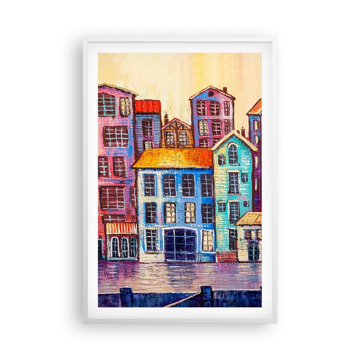 Póster en marco blanco - Una ciudad como un cuento de hadas - 61x91 cm