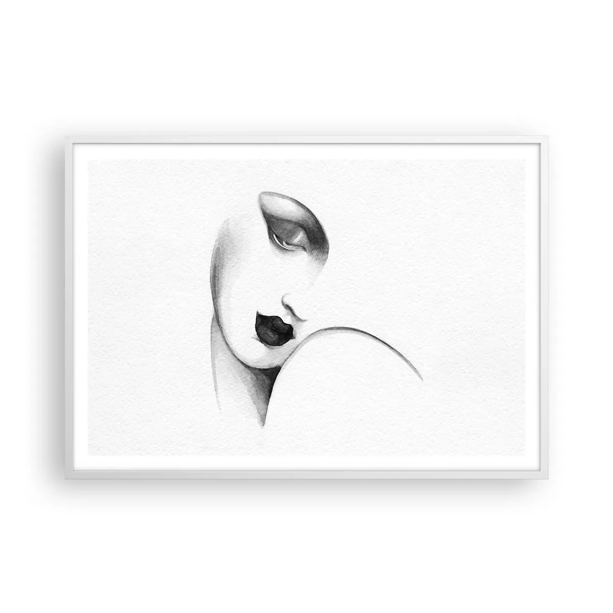 Póster en marco blanco - Pensativa - 100x70 cm