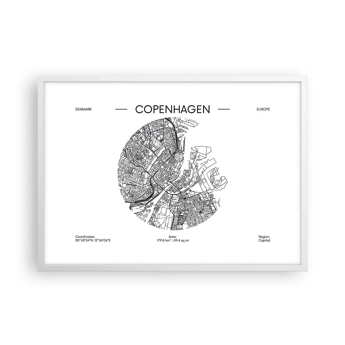 Póster en marco blanco - Anatomía de Copenhague - 70x50 cm