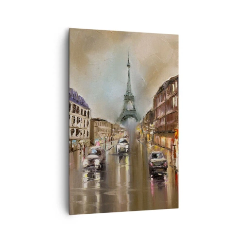 Cuadro sobre lienzo - Impresión de Imagen - Paisaje urbano nocturno de París con vistas a la Torre Eiffel - 80x120cm - Solo ella importa - Decoración de pared moderna para salón y dormitorio ARTTOR
