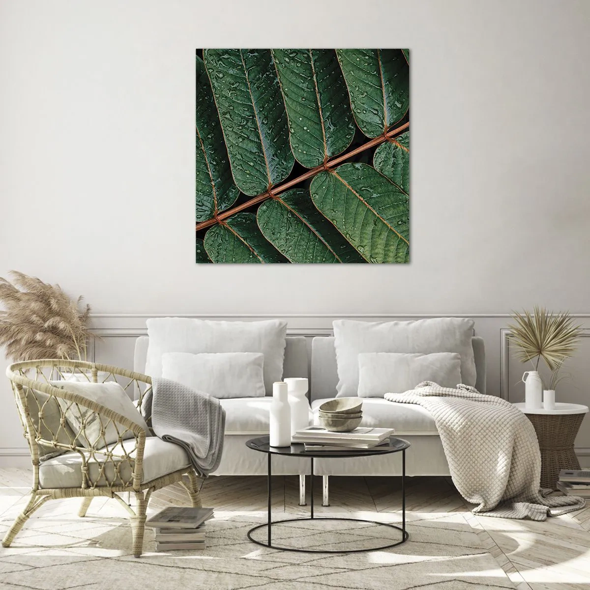 Cuadro sobre vidrio - Impresiones sobre Vidrio - En un ritmo verde - 30x30 cm