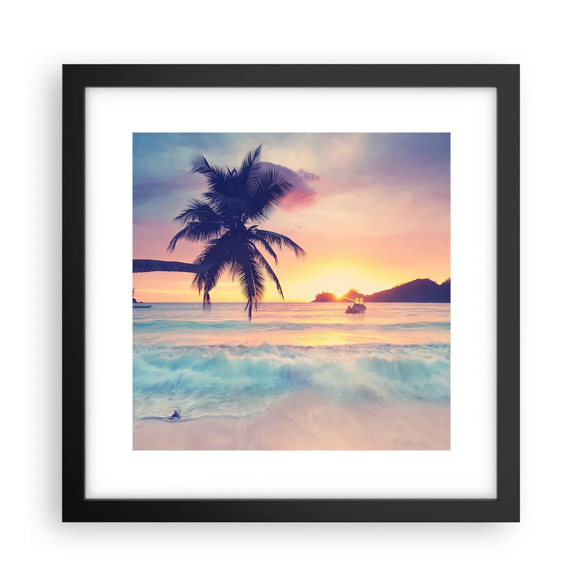 Póster en marco negro - Atardecer en la bahía - 30x30 cm