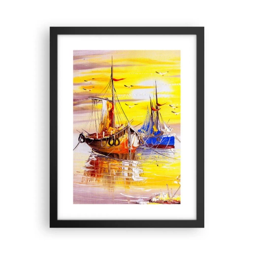 Póster en marco negro - Un merecido descanso en el puerto - 30x40 cm