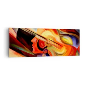 Cuadro sobre lienzo - Impresión de Imagen - Abstracción colorida inspirada en la música y la guitarra. - 140x50cm - Juego musical - Decoración de pared moderna para salón y dormitorio ARTTOR
