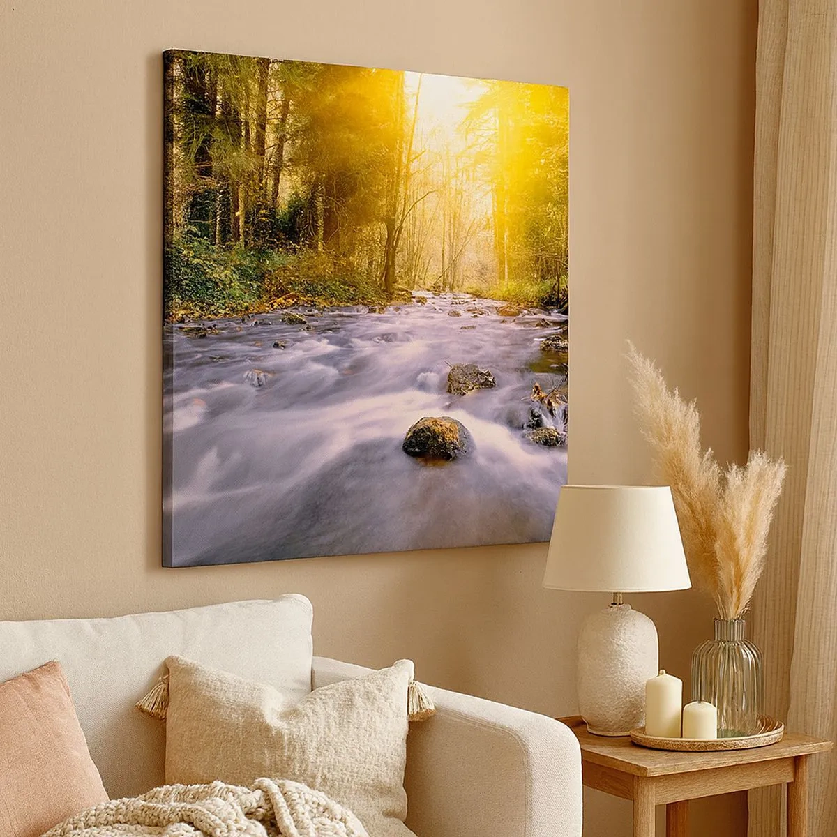 Cuadro sobre lienzo - Impresión de Imagen - Malaquita en un marco de plata y oro - 30x30 cm