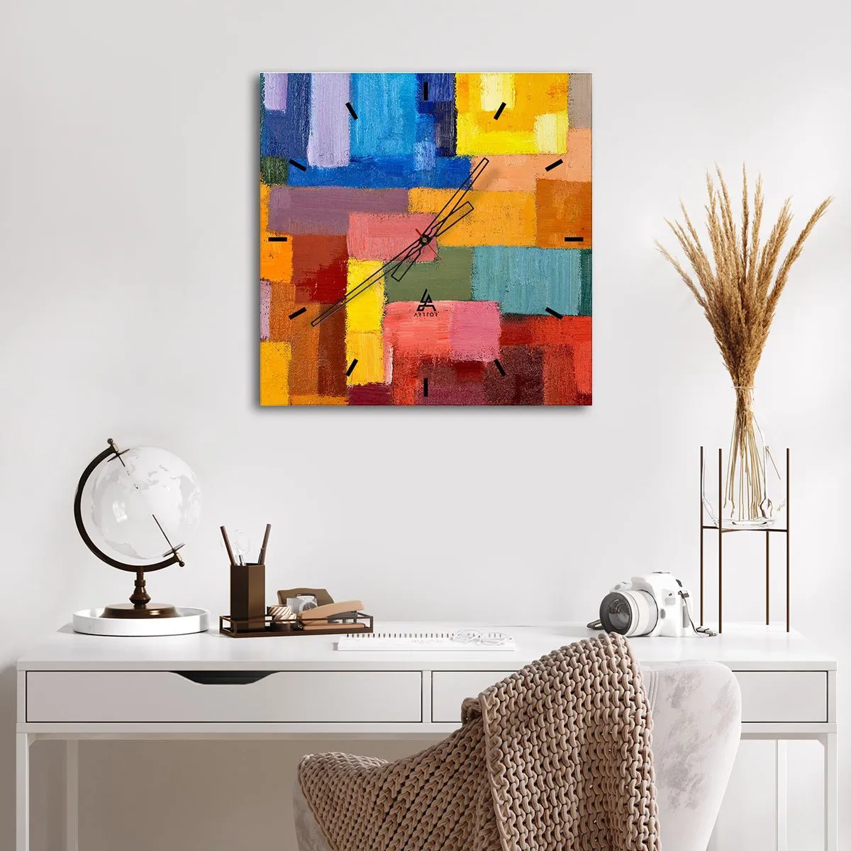 Reloj de pared - Reloj de vidrio - Cada una diferente, todas coloridas - 30x30 cm