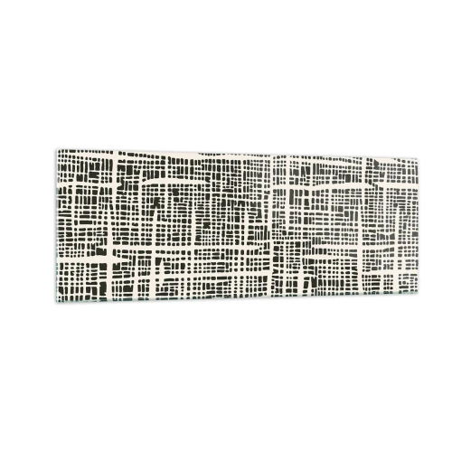Cuadro sobre vidrio - Impresiones sobre Vidrio - Un patrón geométrico que se asemeja a una cuadrícula sobre un fondo claro. - 140x50cm - Composición del tejido - Decoración de pared moderna para salón y dormitorio ARTTOR