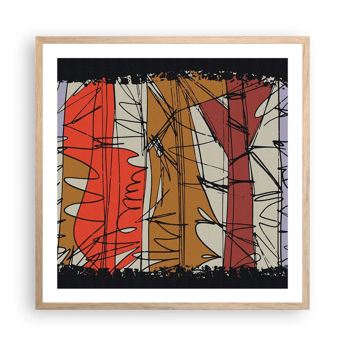 Póster en marco roble claro - Composición espontánea - 60x60 cm