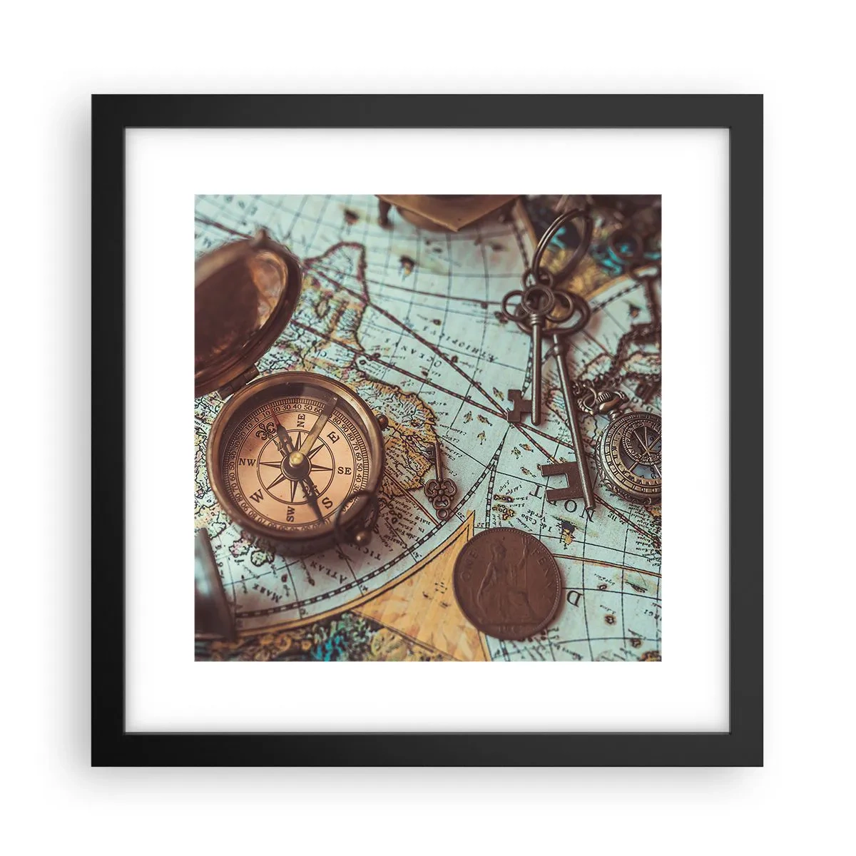 Póster en marco negro - Para el aventurero - 30x30 cm