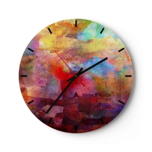 Reloj de pared - Reloj de vidrio - Mira dentro del arco iris - 40x40 cm