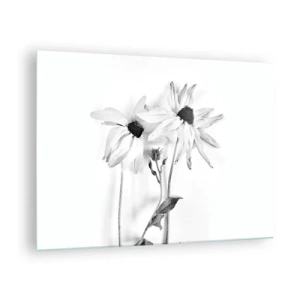 Cuadro sobre vidrio - Impresiones sobre Vidrio - Flores en blanco y negro en estilo minimalista. - 70x50cm - Nadie quiere estar solo - Decoración de pared moderna para salón y dormitorio ARTTOR