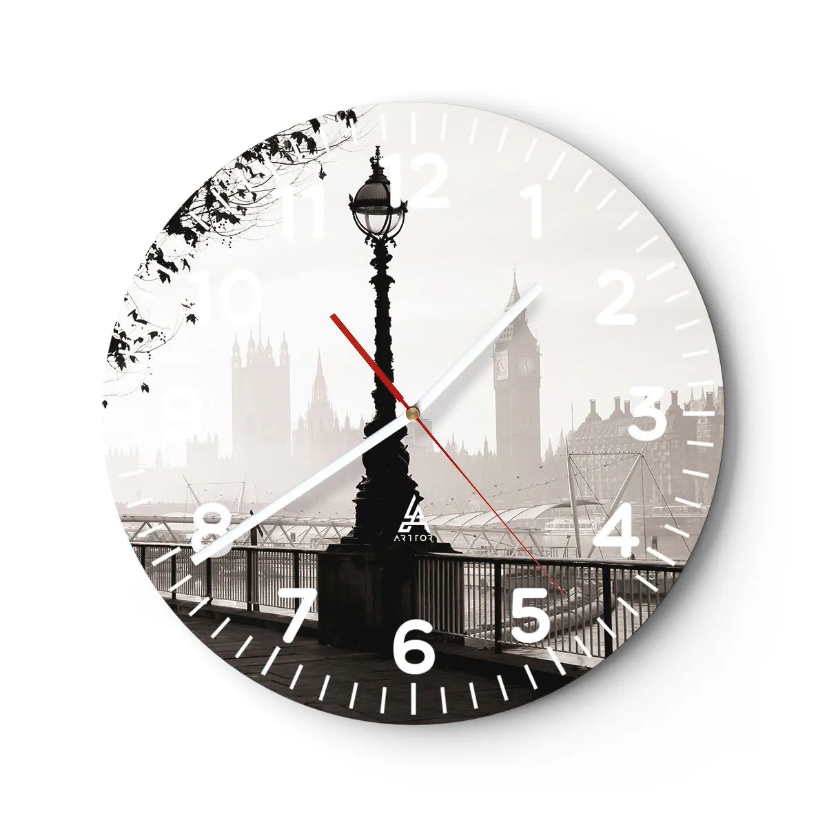 Reloj de pared - Reloj de vidrio - La mañana de Londres - 40x40 cm