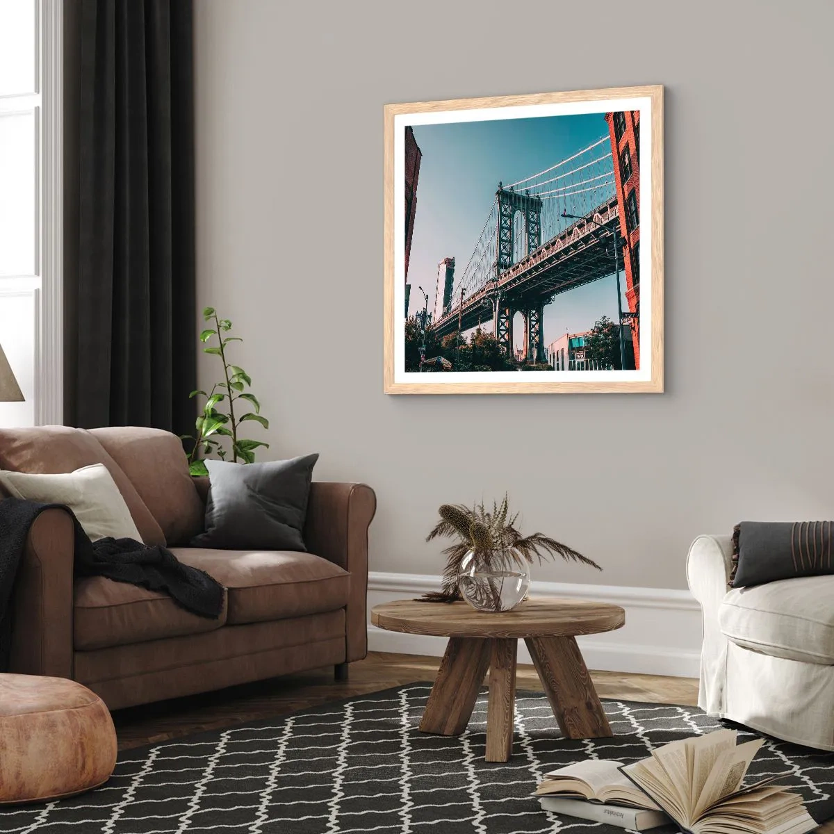 Póster en marco roble claro - Sobre el fluir de la ciudad - 40x40 cm