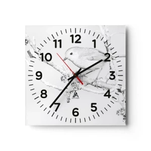 Reloj de pared - Reloj de vidrio - Mañana de invierno - 30x30 cm