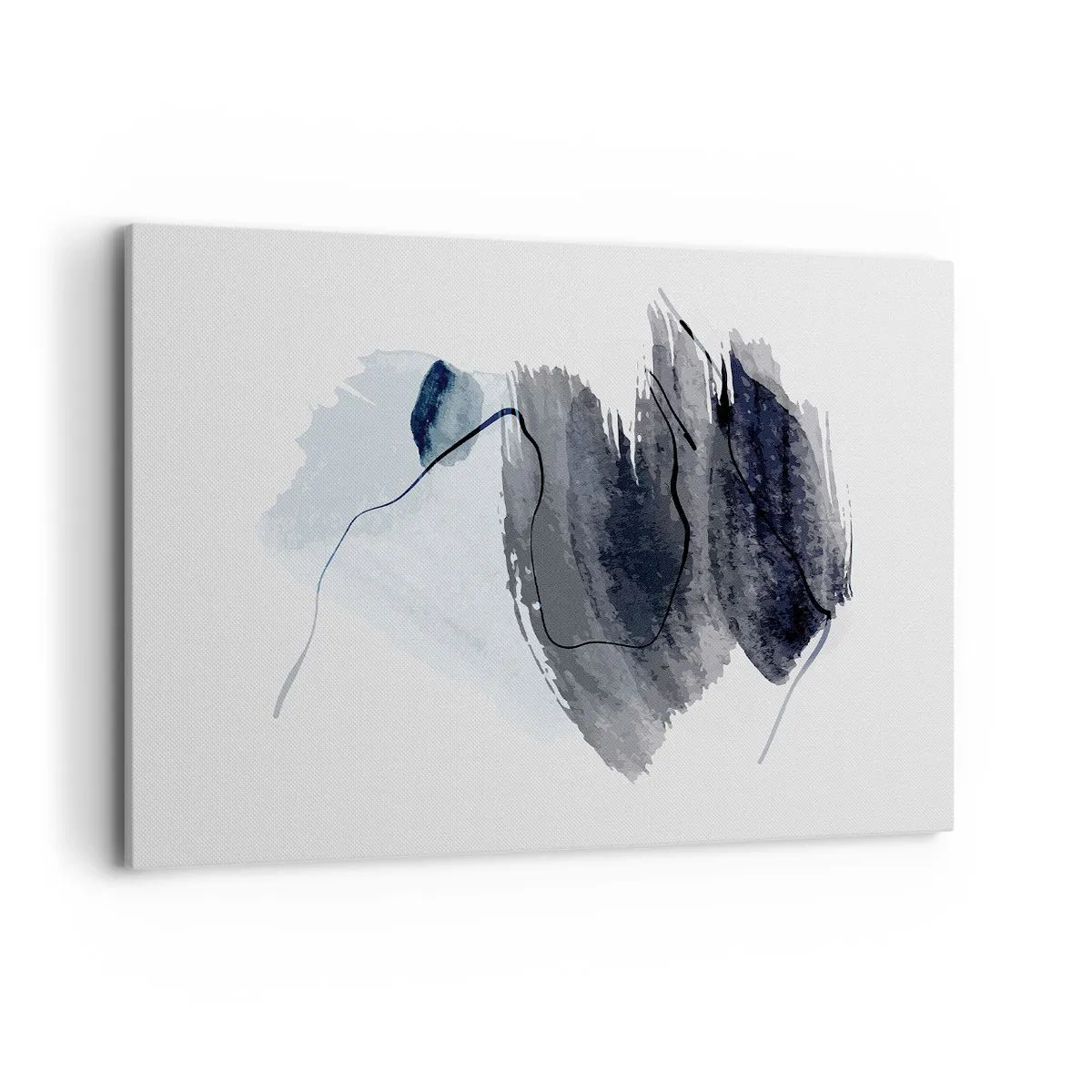 Cuadro sobre lienzo - Impresión de Imagen - Composición abstracta en tonos grises y azules. - 120x80cm - Intensidad y movimiento - Decoración de pared moderna para salón y dormitorio ARTTOR