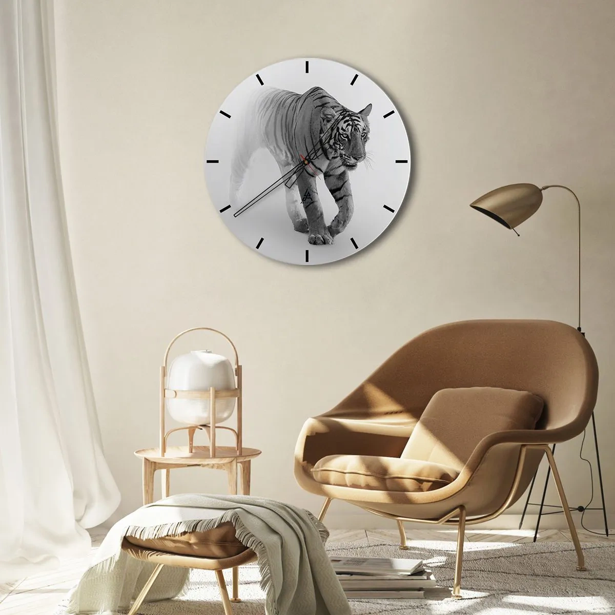 Reloj de pared - Reloj de vidrio - Siempre alerta entre la niebla - 40x40 cm