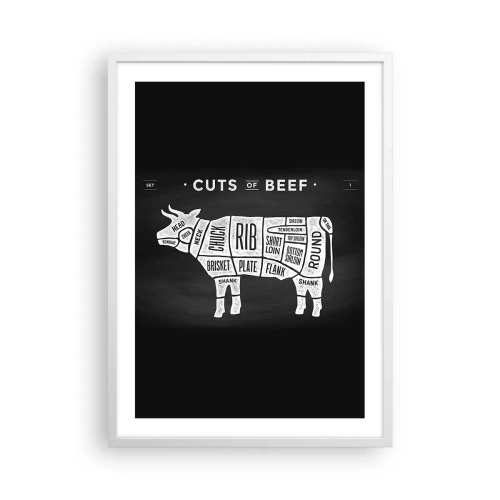 Póster en marco blanco - Manual del carnicero - 50x70 cm