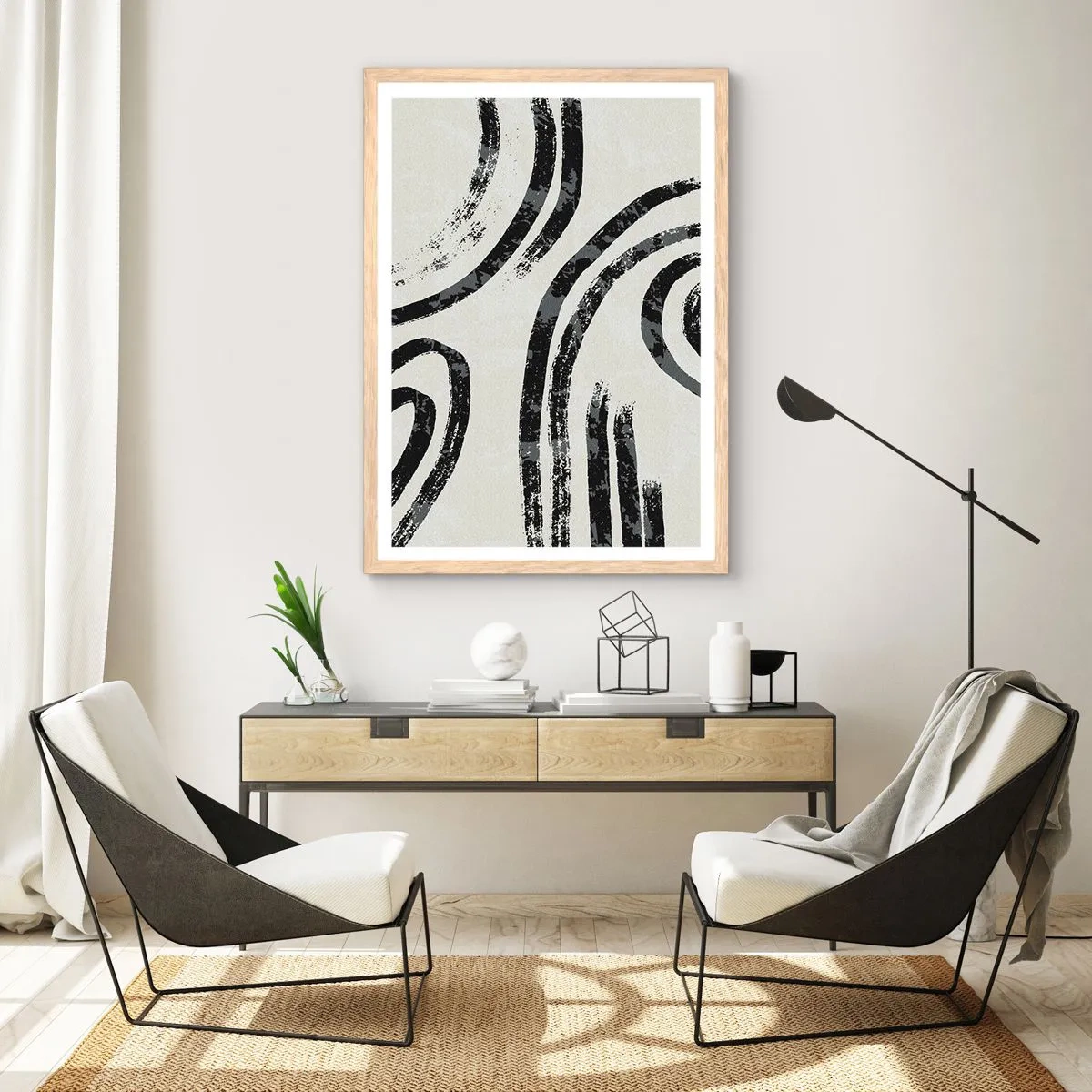 Póster en marco roble claro - A medias - 40x50 cm