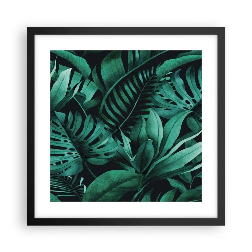Póster en marco negro - Profundidad del verde tropical - 40x40 cm