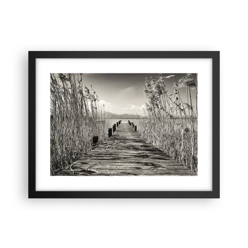 Póster en marco negro - En la quietud de los juncos - 40x30 cm