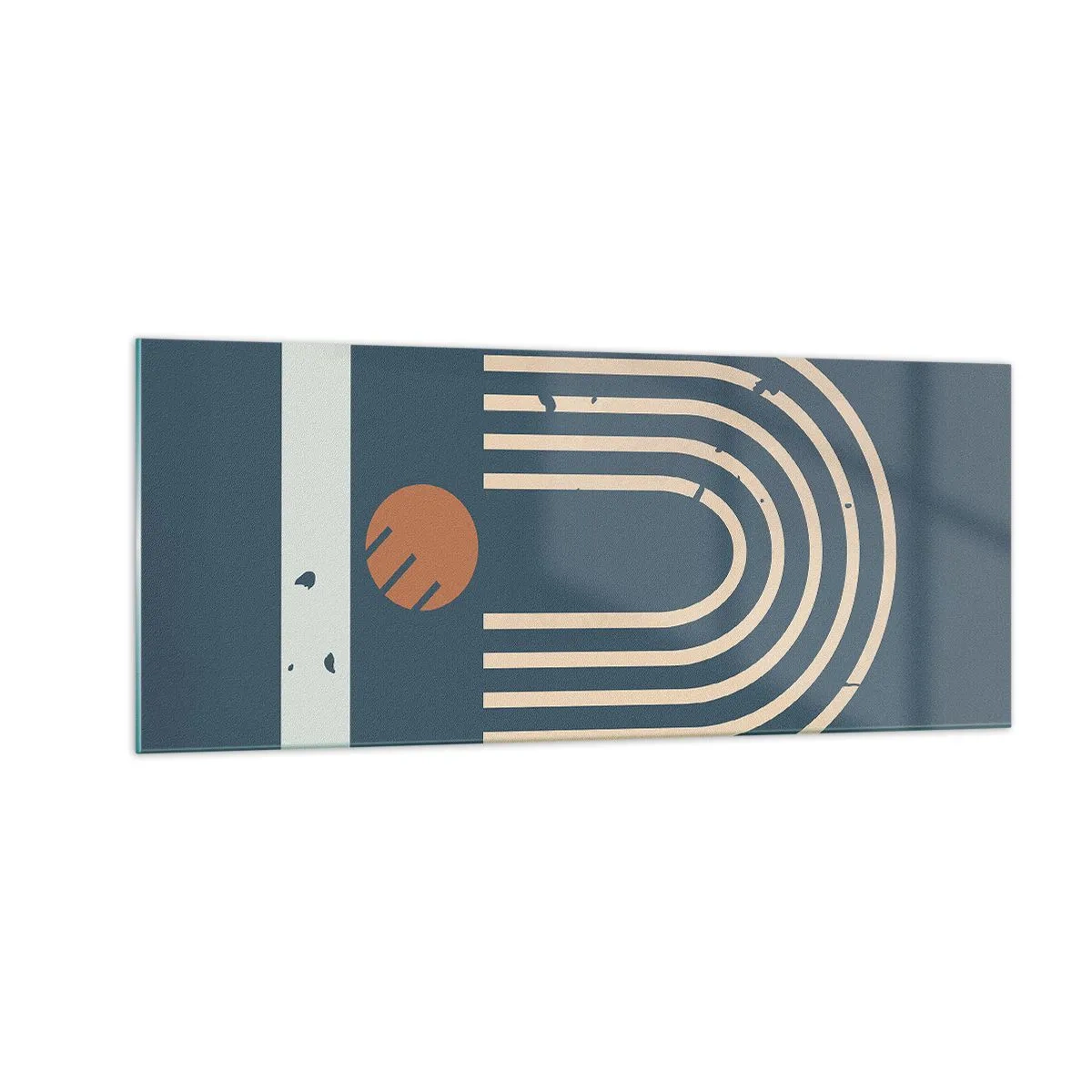 Cuadro sobre vidrio - Impresiones sobre Vidrio - Geometría sobre azul marino - 100x40 cm