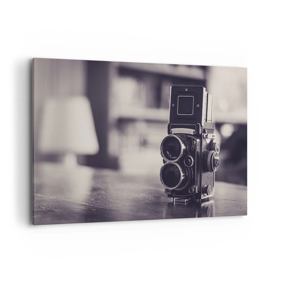 Cuadro sobre lienzo - Impresión de Imagen - Cámara antigua en blanco y negro - 120x80cm - La magia de la fotografía antigua - Decoración de pared moderna para salón y dormitorio ARTTOR