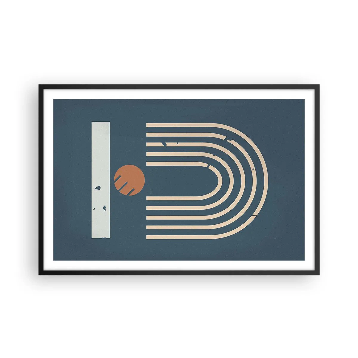 Póster en marco negro - Geometría sobre azul marino - 91x61 cm