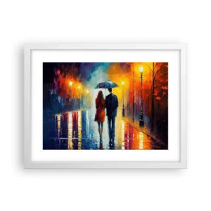 Póster en marco blanco - Juntos en una noche llena de color - 40x30 cm