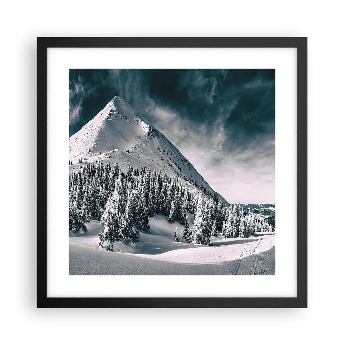 Póster en marco negro - Tierra de nieve y hielo - 40x40 cm