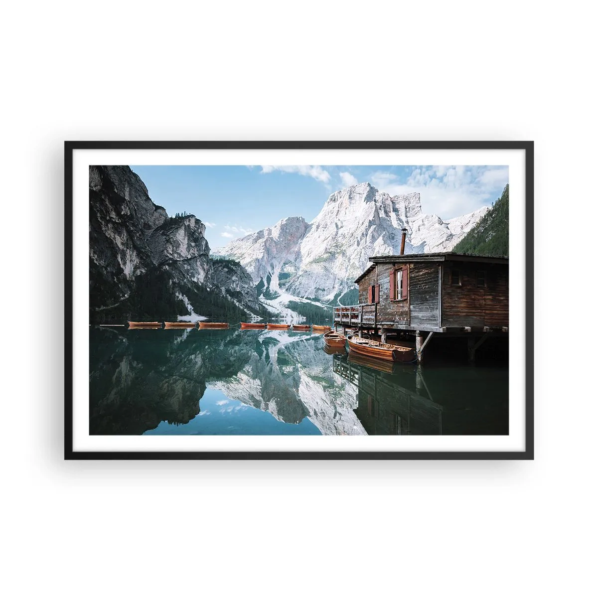 Póster en marco negro - Una mañana cristalina de montaña - 91x61 cm