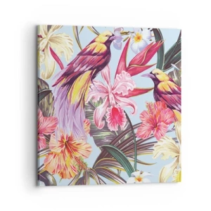 Cuadro sobre lienzo - Impresión de Imagen - Pétalos y plumas - 70x70 cm