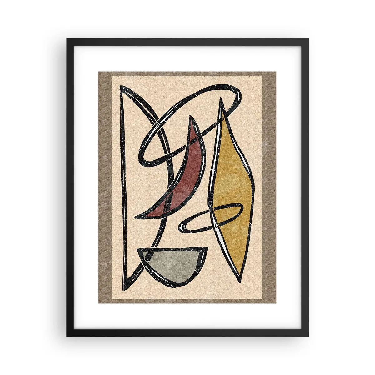 Póster en marco negro - Composición: arcos y óvalos - 40x50 cm