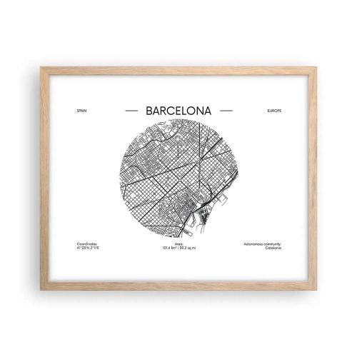 Póster en marco roble claro - Anatomía de Barcelona - 50x40 cm