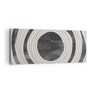 Cuadro sobre lienzo - Impresión de Imagen - Círculos concéntricos en blanco y negro sobre un fondo claro - 120x50cm - En el centro mismo - Decoración de pared moderna para salón y dormitorio ARTTOR
