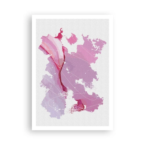 Póster - Mapa de un mundo rosa - 70x100 cm