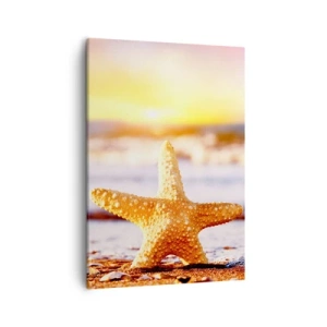 Cuadro sobre lienzo - Impresión de Imagen - Una estrella de mar en una playa de arena bajo el resplandor del sol poniente. - 50x70cm - Regalo del mar - Decoración de pared moderna para salón y dormitorio ARTTOR